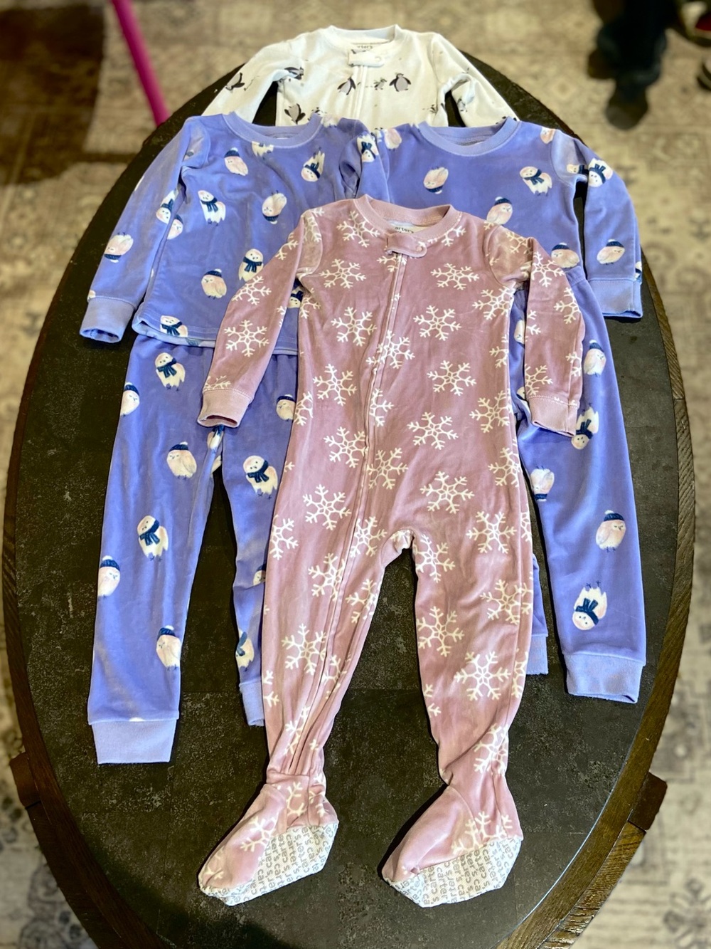 Toddlers’ Girls Footed Velour Pajamas by Carters~ 4 pairs- Size 2T